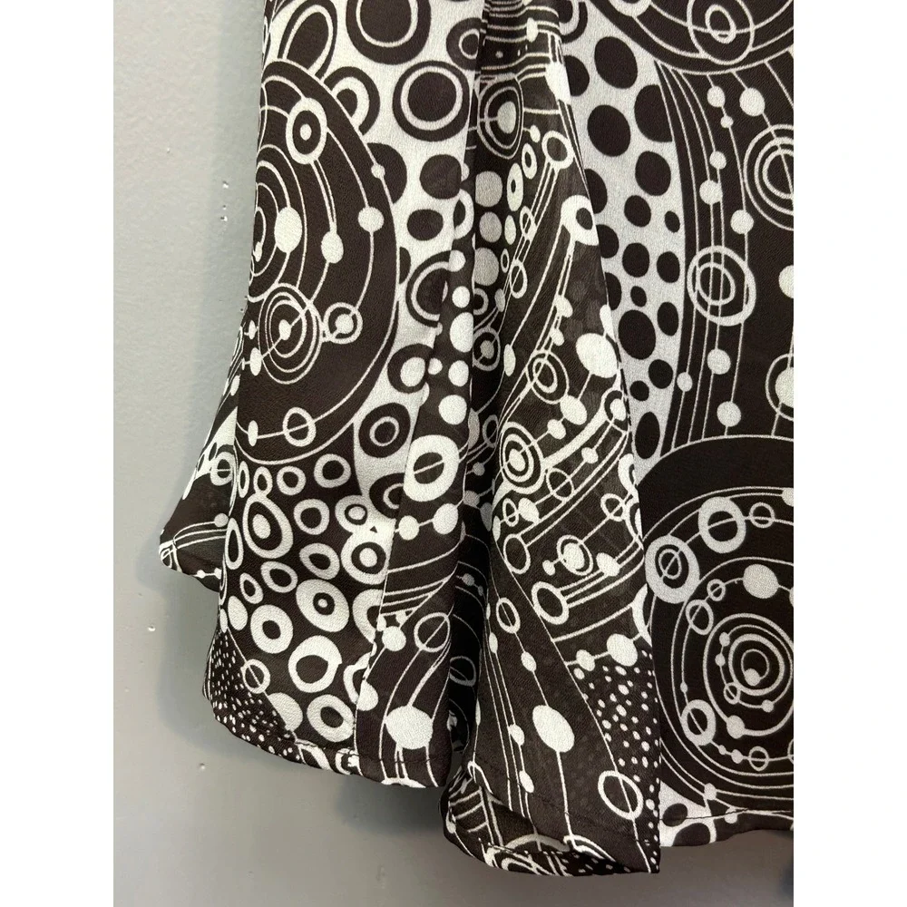 Floral Skirt Womens 8 Brown White Geometric Psychedelic A-Line‎ Flared Midi Y2K